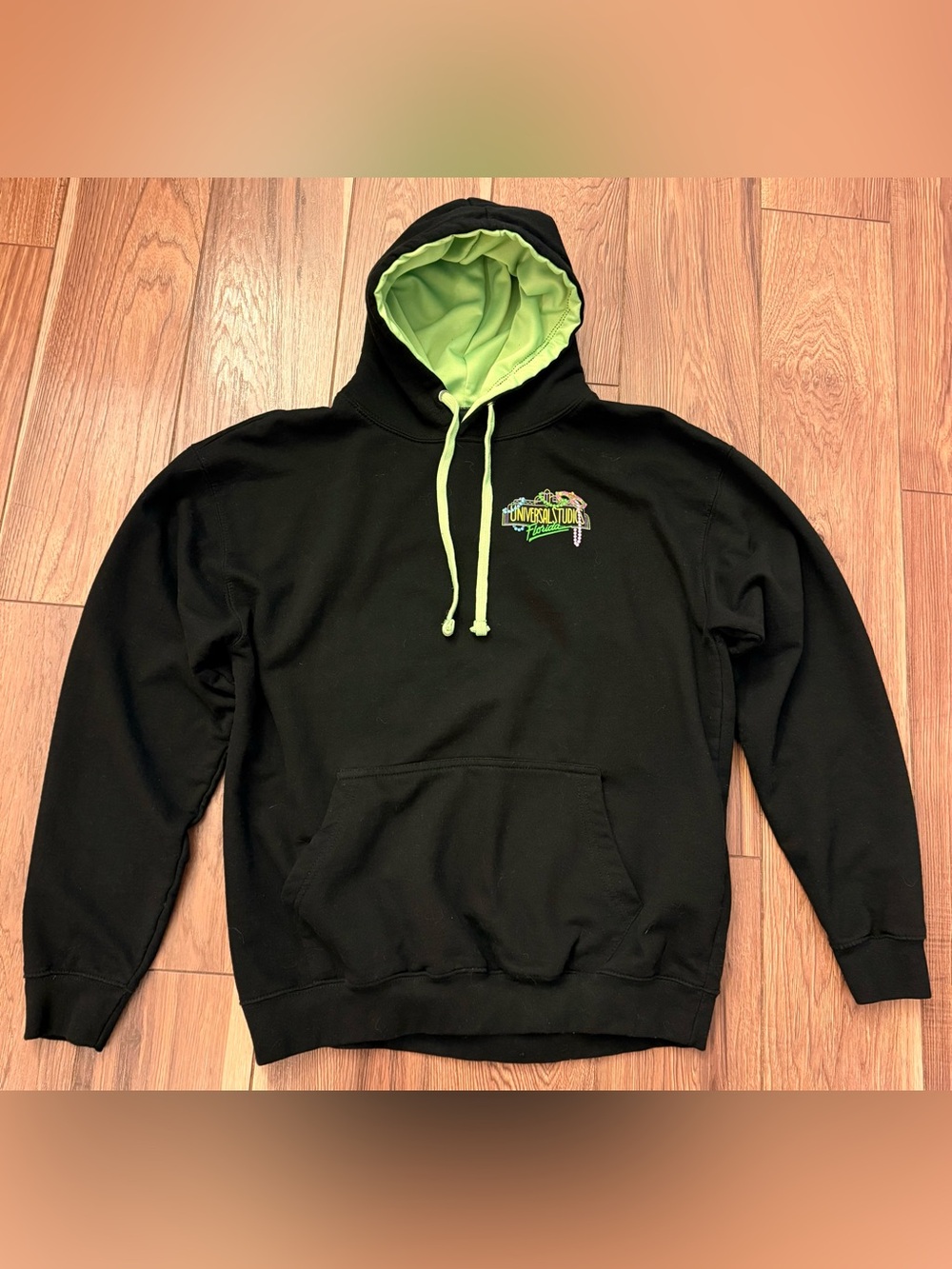 Universal Studios Black Hoodie with Lime Green Lining